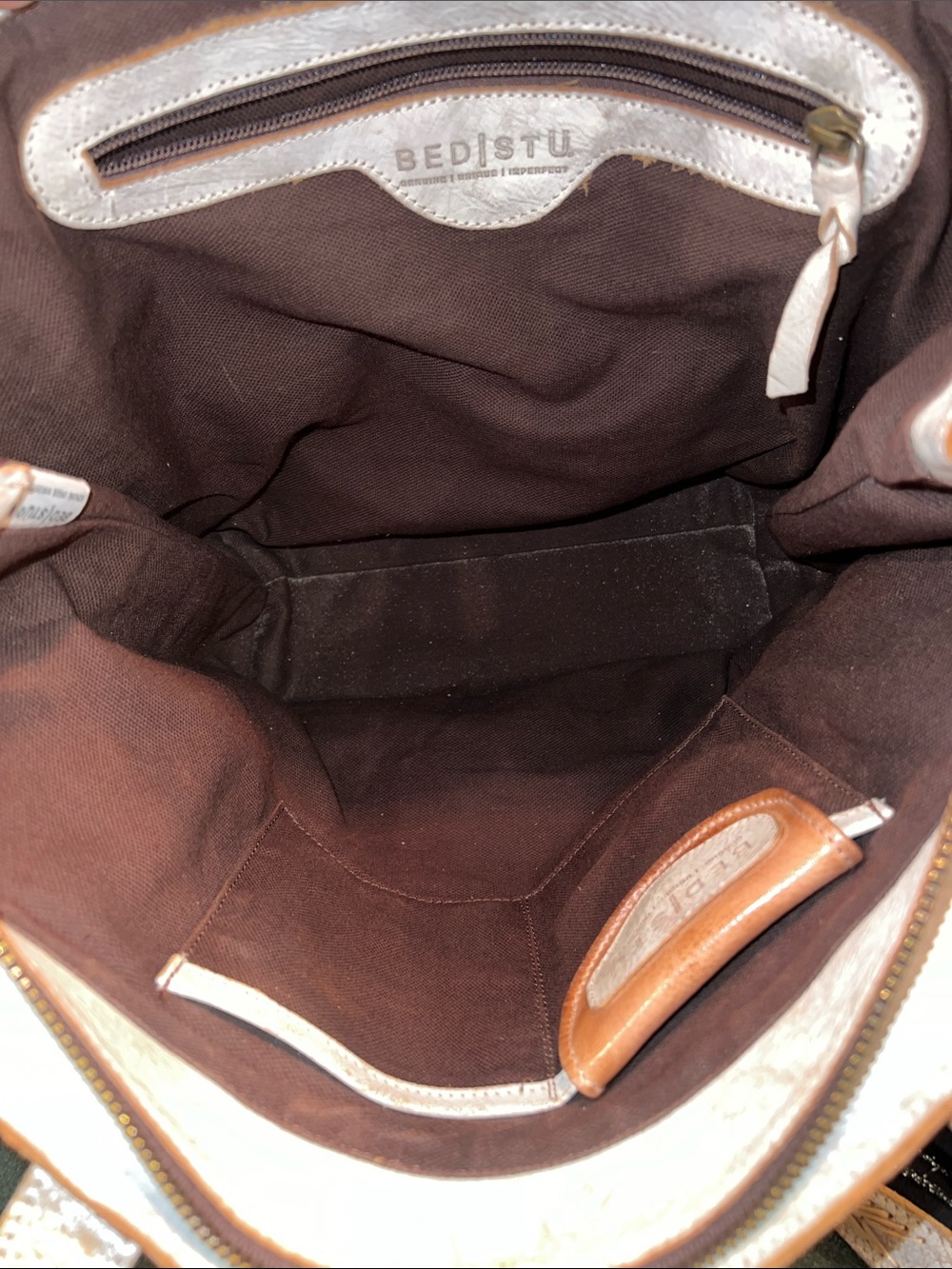 Bed|Stü Amelie Tote Bag Purse Nectar Lux Tan Rustic Handmade Purse - Picture 13 of 16